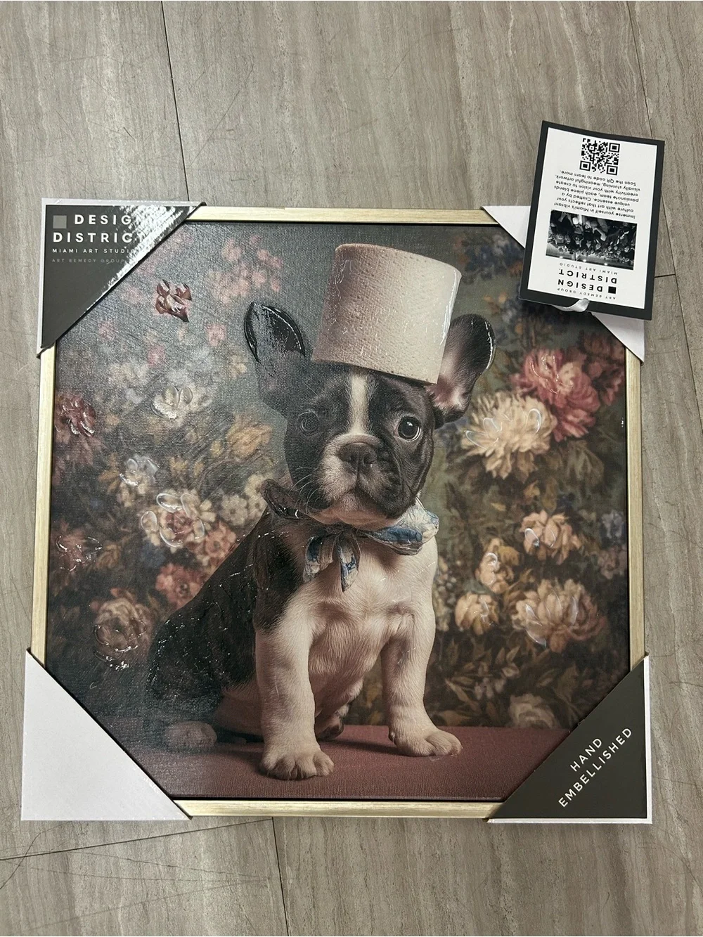 NWT District Floral Puppy Canvas Wall Art